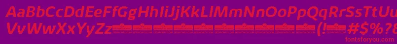 Więcej informacji o czcionce KabrioAlternateBoldItalicTrial Czcionka KabrioAlternateBoldItalicTrial – czerwone czcionki na fioletowym tle