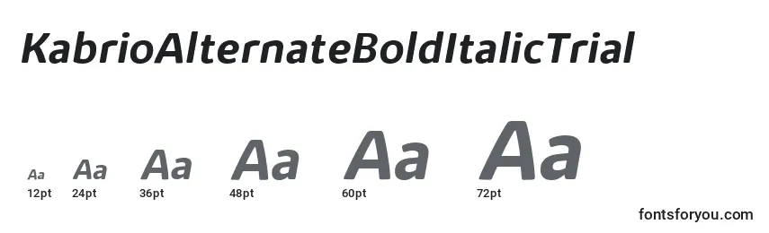 Размеры шрифта KabrioAlternateBoldItalicTrial