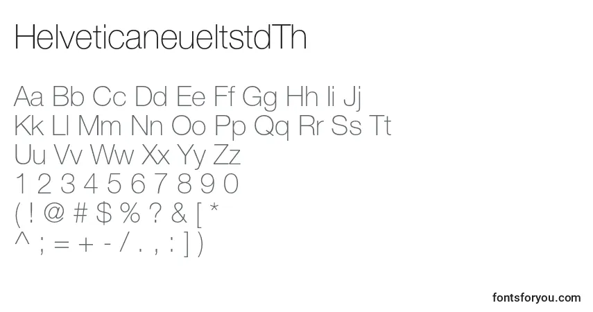 A fonte HelveticaneueltstdTh – alfabeto, números, caracteres especiais