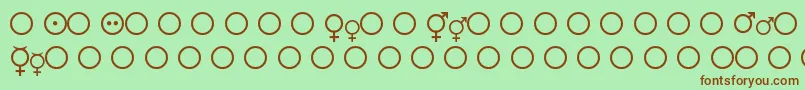 フォントFemaleAndMaleSymbols – 緑の背景に茶色のフォント