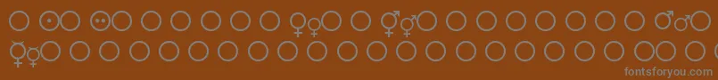 FemaleAndMaleSymbols-fontti – harmaat kirjasimet ruskealla taustalla