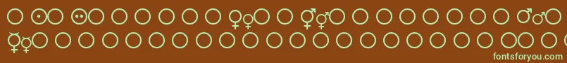 FemaleAndMaleSymbols-fontti – vihreät fontit ruskealla taustalla