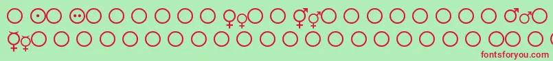 FemaleAndMaleSymbols-fontti – punaiset fontit vihreällä taustalla