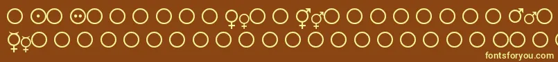 FemaleAndMaleSymbols-fontti – keltaiset fontit ruskealla taustalla