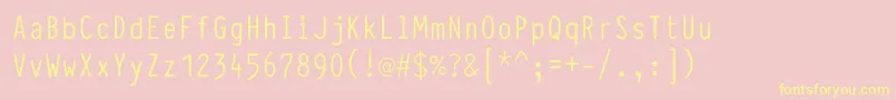 TypewcondRegular-fontti – keltaiset fontit vaaleanpunaisella taustalla