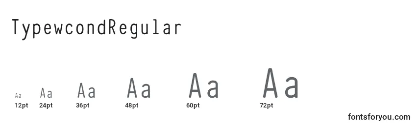 Размеры шрифта TypewcondRegular
