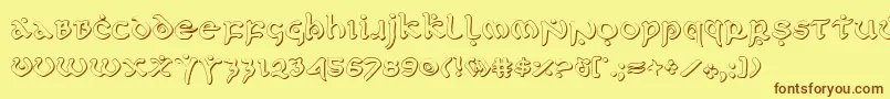 フォントFirstOrderShadow – 茶色の文字が黄色の背景にあります。