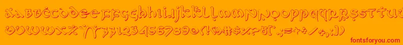 FirstOrderShadow-Schriftart – Rote Schriften auf orangefarbenem Hintergrund