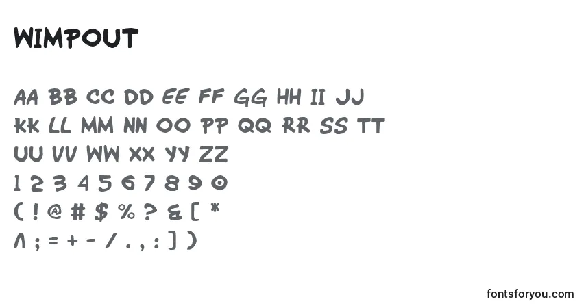 characters of wimpout font, letter of wimpout font, alphabet of  wimpout font