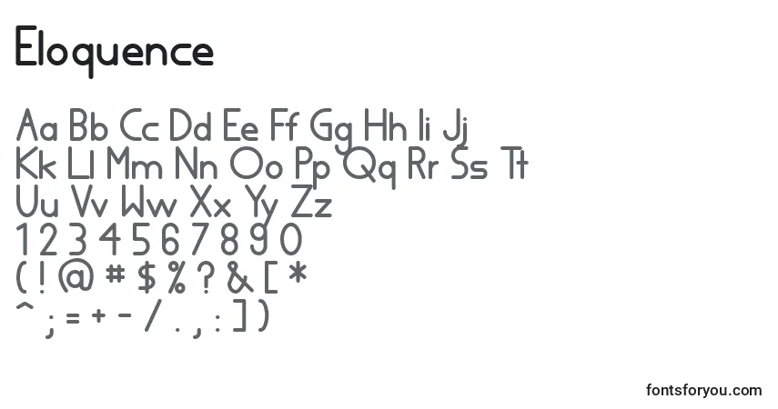 Шрифт Eloquence – алфавит, цифры, специальные символы