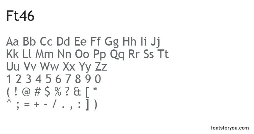 Schriftart Ft46 – Alphabet, Zahlen, spezielle Symbole