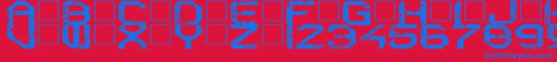 RebootCrush-Schriftart – Blaue Schriften auf rotem Hintergrund