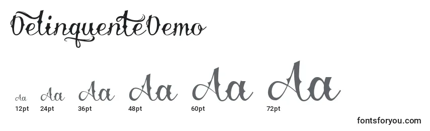 Размеры шрифта DelinquenteDemo