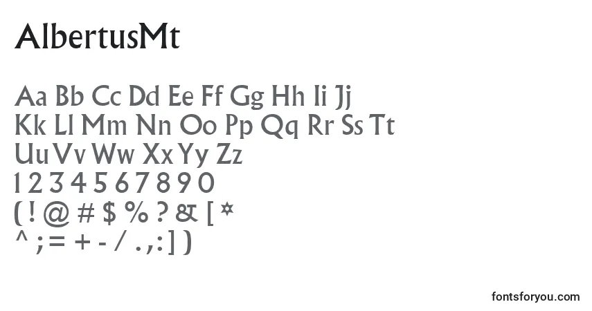 Czcionka AlbertusMt – alfabet, cyfry, specjalne znaki