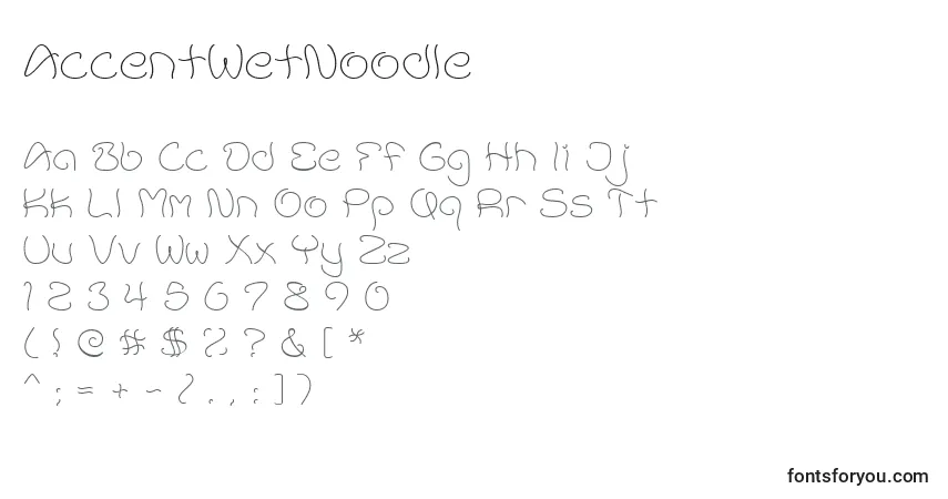 Шрифт AccentWetNoodle – алфавит, цифры, специальные символы