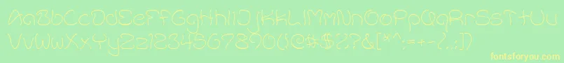 AccentWetNoodle Font – Yellow Fonts on Green Background