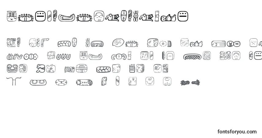 A fonte MesoamericaDings – alfabeto, números, caracteres especiais