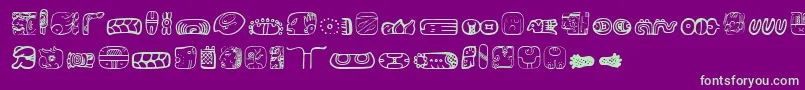 MesoamericaDings-fontti – vihreät fontit violetilla taustalla