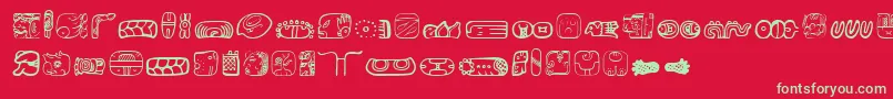 MesoamericaDings-Schriftart – Grüne Schriften auf rotem Hintergrund