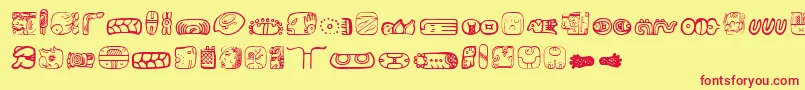 MesoamericaDings-Schriftart – Rote Schriften auf gelbem Hintergrund
