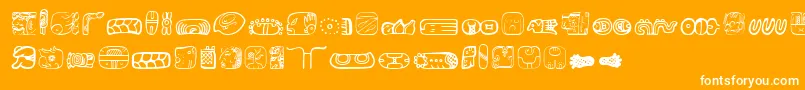 MesoamericaDings-Schriftart – Weiße Schriften auf orangefarbenem Hintergrund