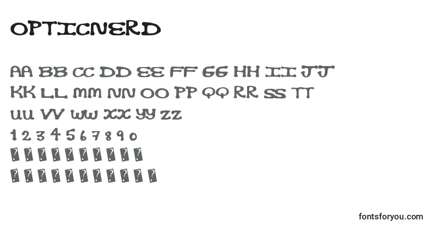 Opticnerd-fontti – aakkoset, numerot, erikoismerkit