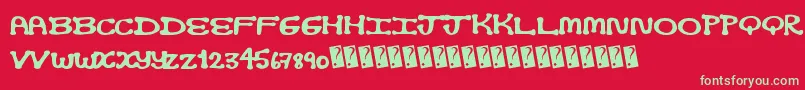 フォントOpticnerd – 赤い背景に緑の文字