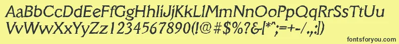 フォントVeracruzantiqueItalic – 黒い文字の黄色い背景
