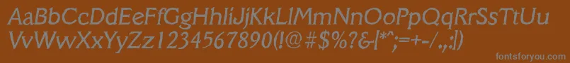 Fonte VeracruzantiqueItalic – fontes cinzas em um fundo marrom