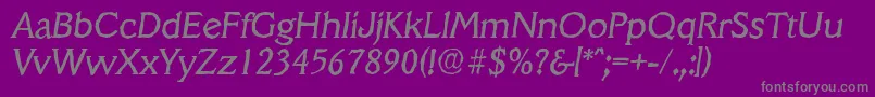 VeracruzantiqueItalic-fontti – harmaat kirjasimet violetilla taustalla
