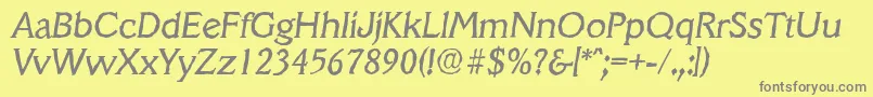 Fonte VeracruzantiqueItalic – fontes cinzas em um fundo amarelo