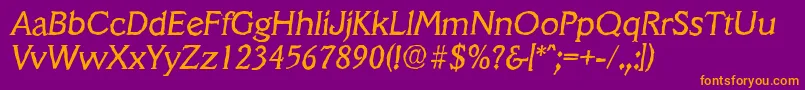Шрифт VeracruzantiqueItalic – оранжевые шрифты на фиолетовом фоне
