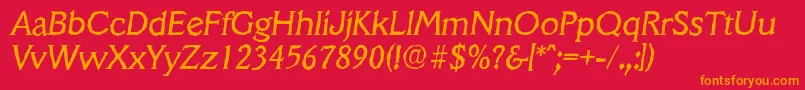 Шрифт VeracruzantiqueItalic – оранжевые шрифты на красном фоне