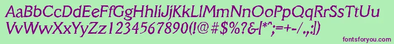 Police VeracruzantiqueItalic – polices violettes sur fond vert