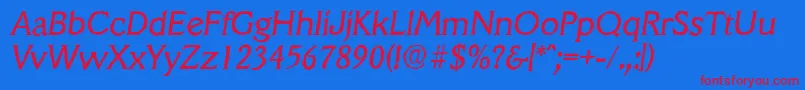 Fonte VeracruzantiqueItalic – fontes vermelhas em um fundo azul
