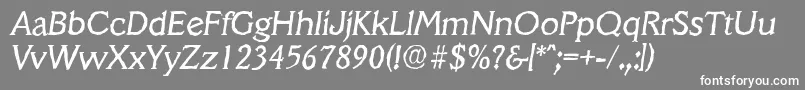 VeracruzantiqueItalic-Schriftart – Weiße Schriften auf grauem Hintergrund