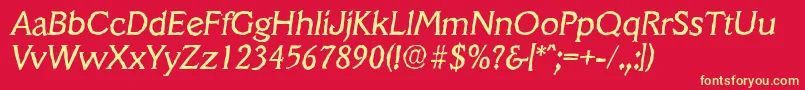 VeracruzantiqueItalic Font – Yellow Fonts on Red Background