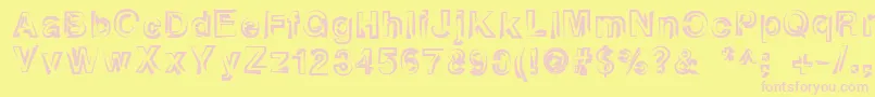 Heatstroke-Schriftart – Rosa Schriften auf gelbem Hintergrund