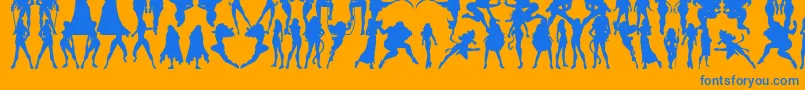 Actionwomen Font – Blue Fonts on Orange Background
