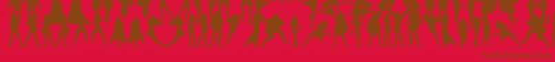 Actionwomen-Schriftart – Braune Schriften auf rotem Hintergrund
