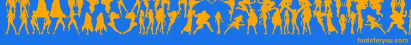 Actionwomen Font – Orange Fonts on Blue Background