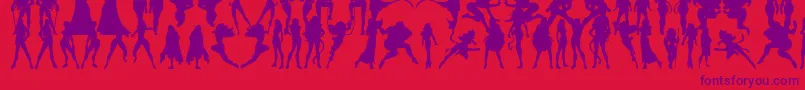 Czcionka Actionwomen – fioletowe czcionki na czerwonym tle