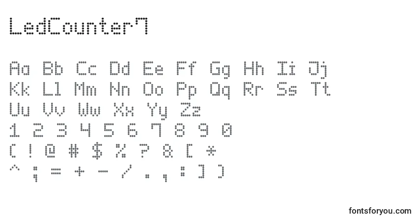 Czcionka LedCounter7 – alfabet, cyfry, specjalne znaki