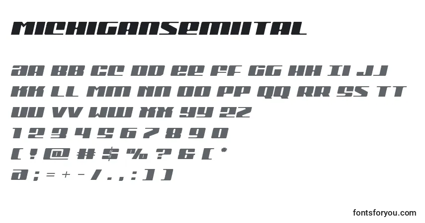 Michigansemiital Font – alphabet, numbers, special characters