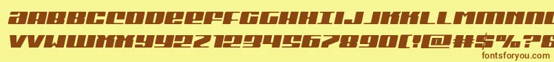 フォントMichigansemiital – 茶色の文字が黄色の背景にあります。