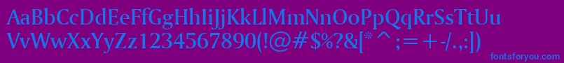 フォントAmerigoMediumBt – 紫色の背景に青い文字