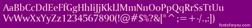 フォントAmerigoMediumBt – 紫の背景にピンクのフォント