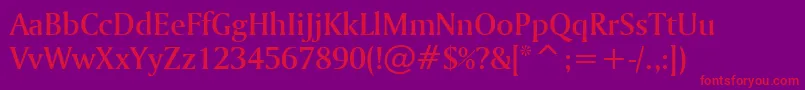 フォントAmerigoMediumBt – 紫の背景に赤い文字