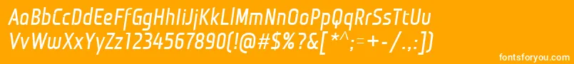MonitoricaBdit-Schriftart – Weiße Schriften auf orangefarbenem Hintergrund