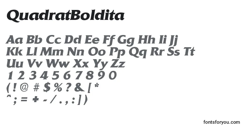 A fonte QuadratBoldita – alfabeto, números, caracteres especiais